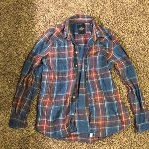 Plaid button up top